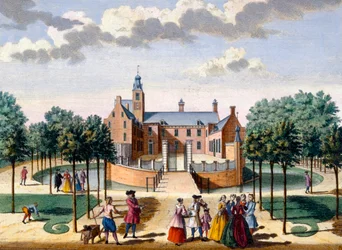 Vue de la maison Adrichem, de Het Zeganpralent Kennemerlant par Hendrick de Leth et Matthias Brouerius Van Nidek, publié vers 1700-1730
