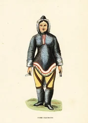 Femme inuit avec des tatouages faciaux, rivière Mackenzie, Yukon, Canada