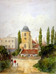 Vieille Église de St Pancras et la Taverne Adam et Eve, Londres, 1830