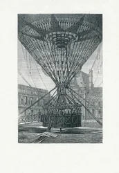 Plateforme panoramique utilisant un ballon à air chaud, pub. c.1880