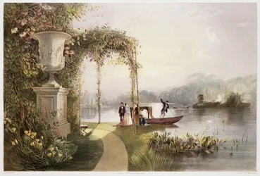 Le lac, jardins de Trentham Hall, de 
