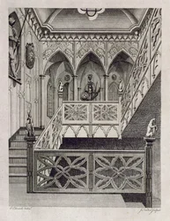 Escalier à Strawberry Hill, gravé par J. Newton, de 