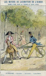 Vélocipèdes - Célérifère anglais - Draisienne, ancêtre de la bicyclette - D