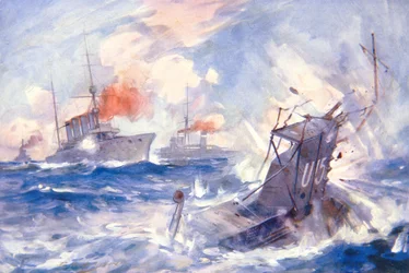 Le naufrage du sous-marin allemand U15 par le HMS Birmingham