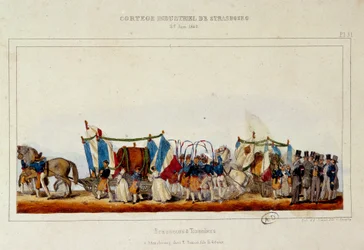 La danse des brasseurs et tonneliers pendant le cortège industriel à Strasbourg le 25/06/1840