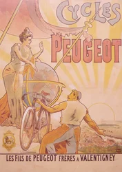 Affiche publicitaire pour les bicyclettes Peugeot, fin 19e-début 20e siècle