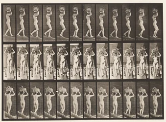 Planche 123. Descendre une pente, panier de 20 lb sur la tête, mains levées, 1872-1885