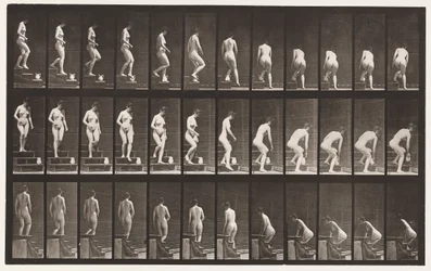 Planche 149. Descendre les escaliers ; se pencher pour soulever un pichet, 1872-1885