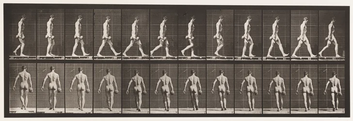 Marche, portant un haltère de 50 lb dans la main droite, 1872-1885