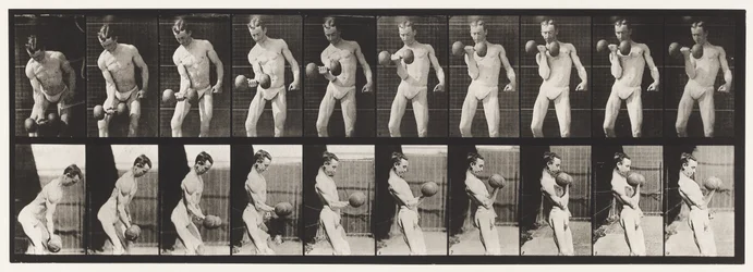 Planche 324. Boucler un haltère de 50 lb, modèle, 3/4 longueur