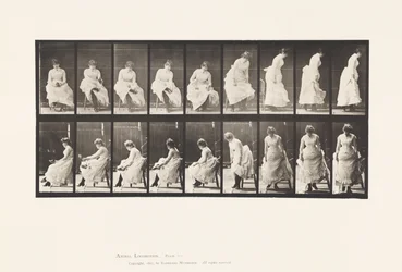 Planche 422. Toilette ; Mettre des chaussures et se lever de la chaise, 1885