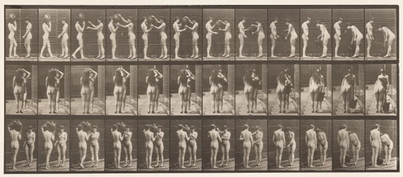 Plaque 447. Deux modèles, prenant une jarre d