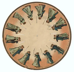 Disque de zoopraxiscope montrant un couple valsant, 1893