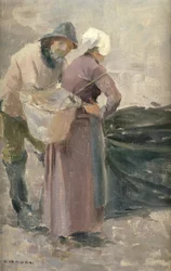 La ménagère regardant la prise du pêcheur, c.1900