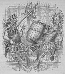 Gog et Magog avec un tonneau, 1840