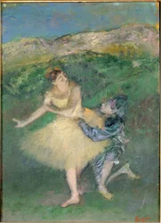 Arlequin et Colombine (huile sur bois)