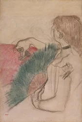 Au théâtre, femme avec un éventail, 1880