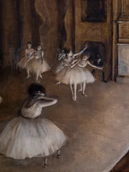 Répétition de ballet sur scène (détail)