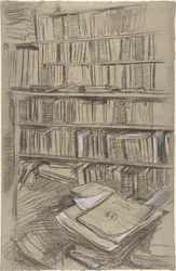 Étagères de livres, étude pour « Edmond Duranty »