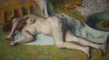 French: Après le bain (femme nue couchée)