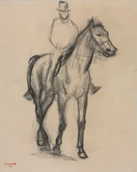 Cheval et cavalier, vers 1890 (craie noire)