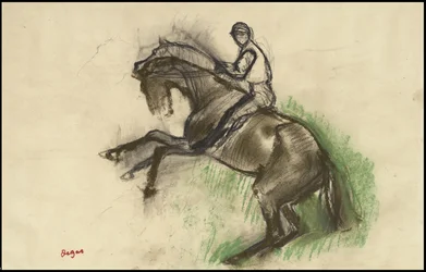 Jockey sur un cheval cabré