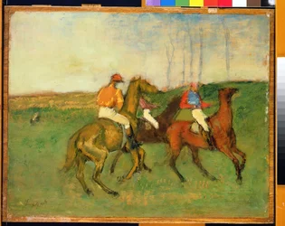 Jockeys et chevaux de course, vers 1890-95