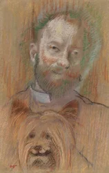 Ludovic Lepic tenant son chien, 1889