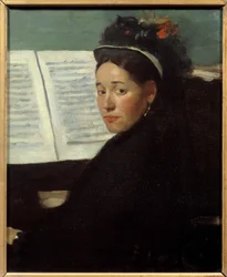 Mademoiselle Dihau (1843-1935) pianiste des concerts Colonne, au piano