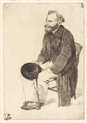 Manet assis, tourné à gauche
