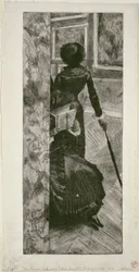 Mary Cassatt dans la galerie de peintures au Louvre, 1879-80