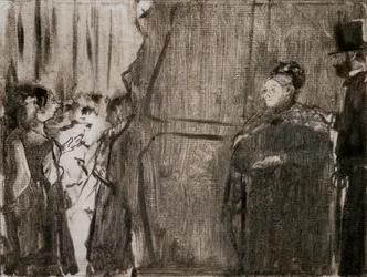 Rencontre de Ludivic Halevy et Madame Cardinal dans les coulisses. Vers 1876-1877