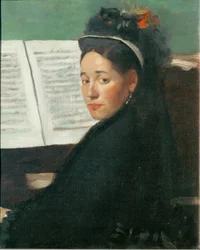 Mlle. Dihau au piano (oil on canvas)