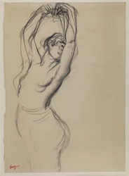 Danseuse nue avec les bras levés