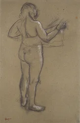Femme nue se séchant
