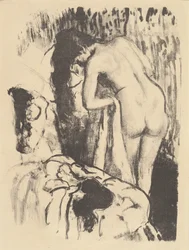 Femme nue debout, se séchant