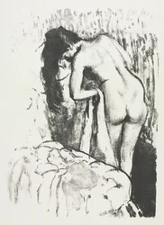Femme nue debout, se séchant