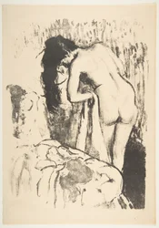 Femme nue debout, se séchant