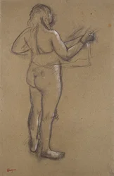 Femme nue se séchant avec une serviette, vue de dos, fin du 19ème siècle