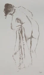 Femme nue avec serviette, debout, 1891-92