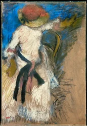 Femme assise (pastel sur bois)