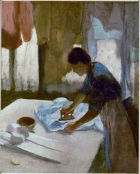 Servante repassant une chemise (huile sur toile)