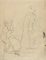 Étude pour Mary Cassatt au Louvre [verso], vers 1879
