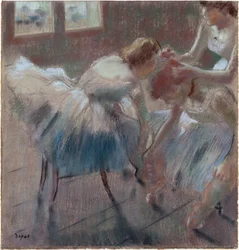 Trois danseuses se préparant pour le cours