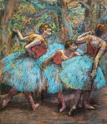 Trois danseuses (jupes bleues, corsages rouges)