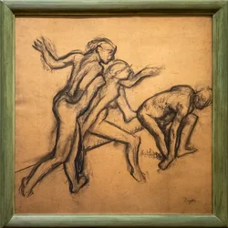 Trois danseuses nues. 1895-1900. Fusain sur papier calque.