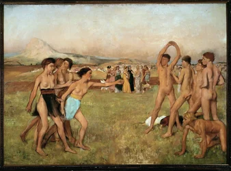 Jeunes Spartiates en exercice (huile sur toile)