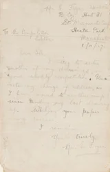 Lettre à un éditeur de concours de journal, 1er novembre 1917
