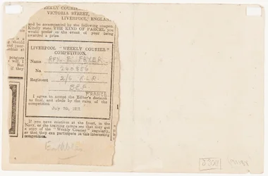 Soumission à un concours de journal, 1917
