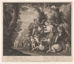 Europe et Jupiter dans un paysage avec des arbres